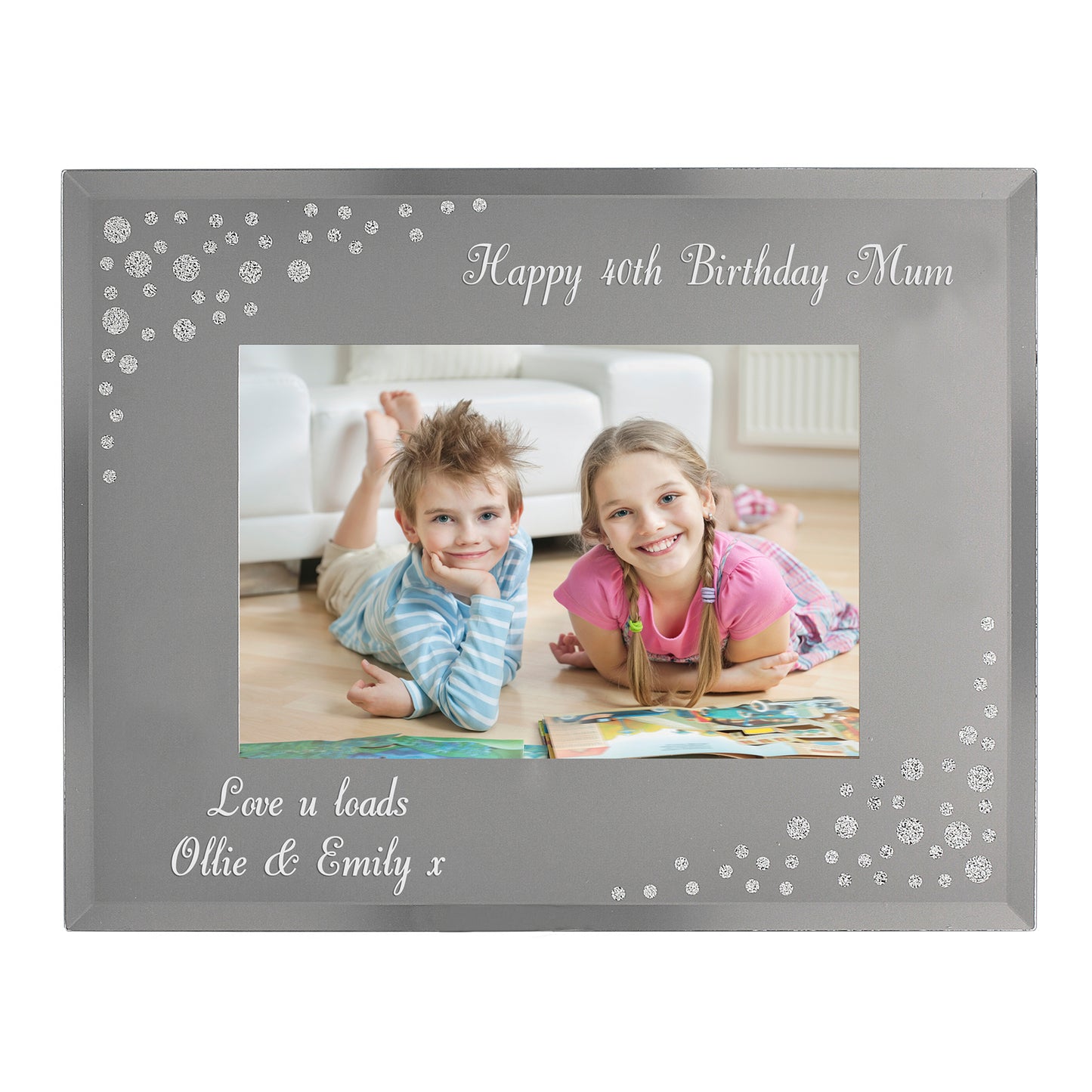 Personalised Any Message 6x4 Landscape Diamante Glass Photo Frame - image 8