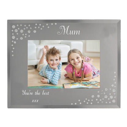 Personalised Any Message 6x4 Landscape Diamante Glass Photo Frame - image 9