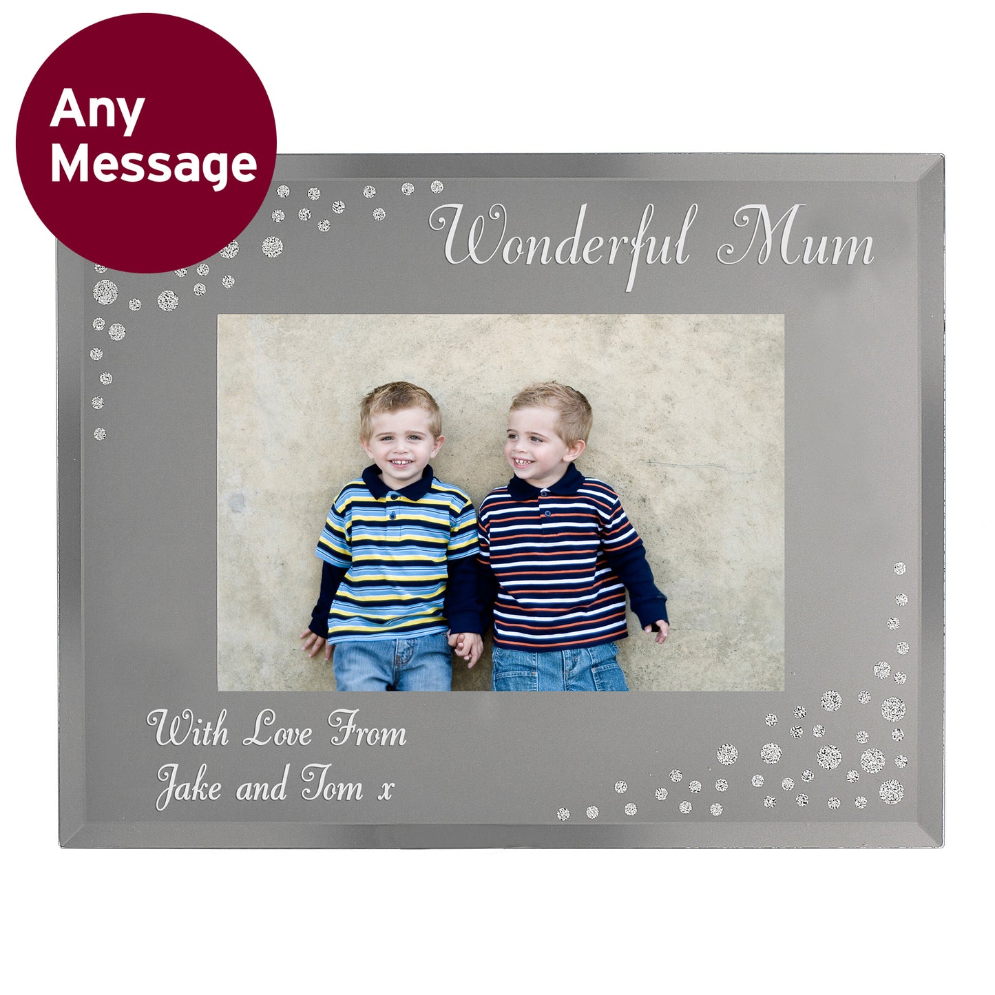 Personalised Any Message 6x4 Landscape Diamante Glass Photo Frame - image 10