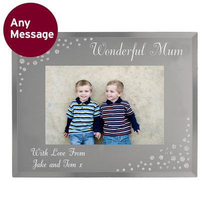 Personalised Any Message 6x4 Landscape Diamante Glass Photo Frame - image 10