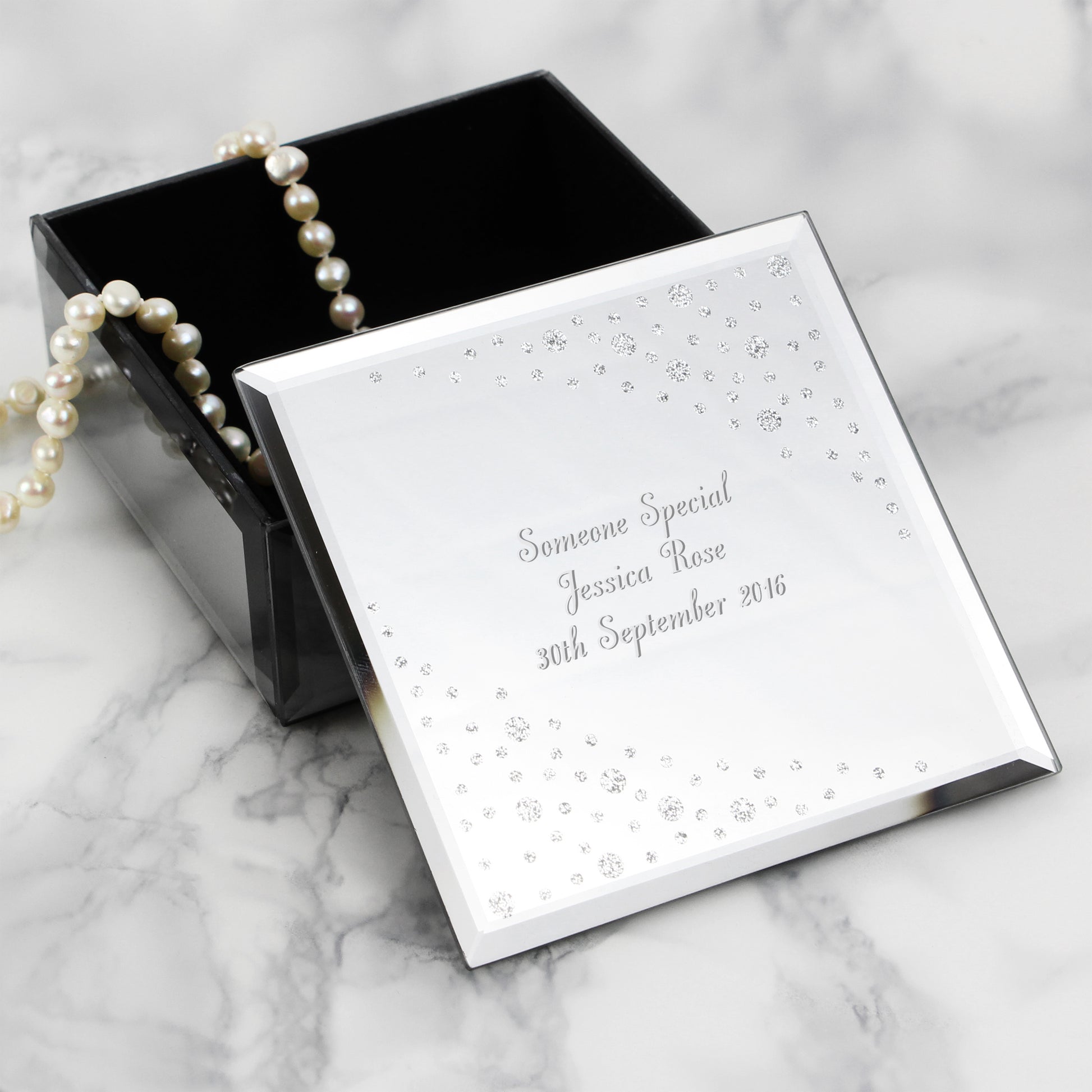 Personalised Any Message Diamante Glass Trinket Box from Heartfelt Gifts