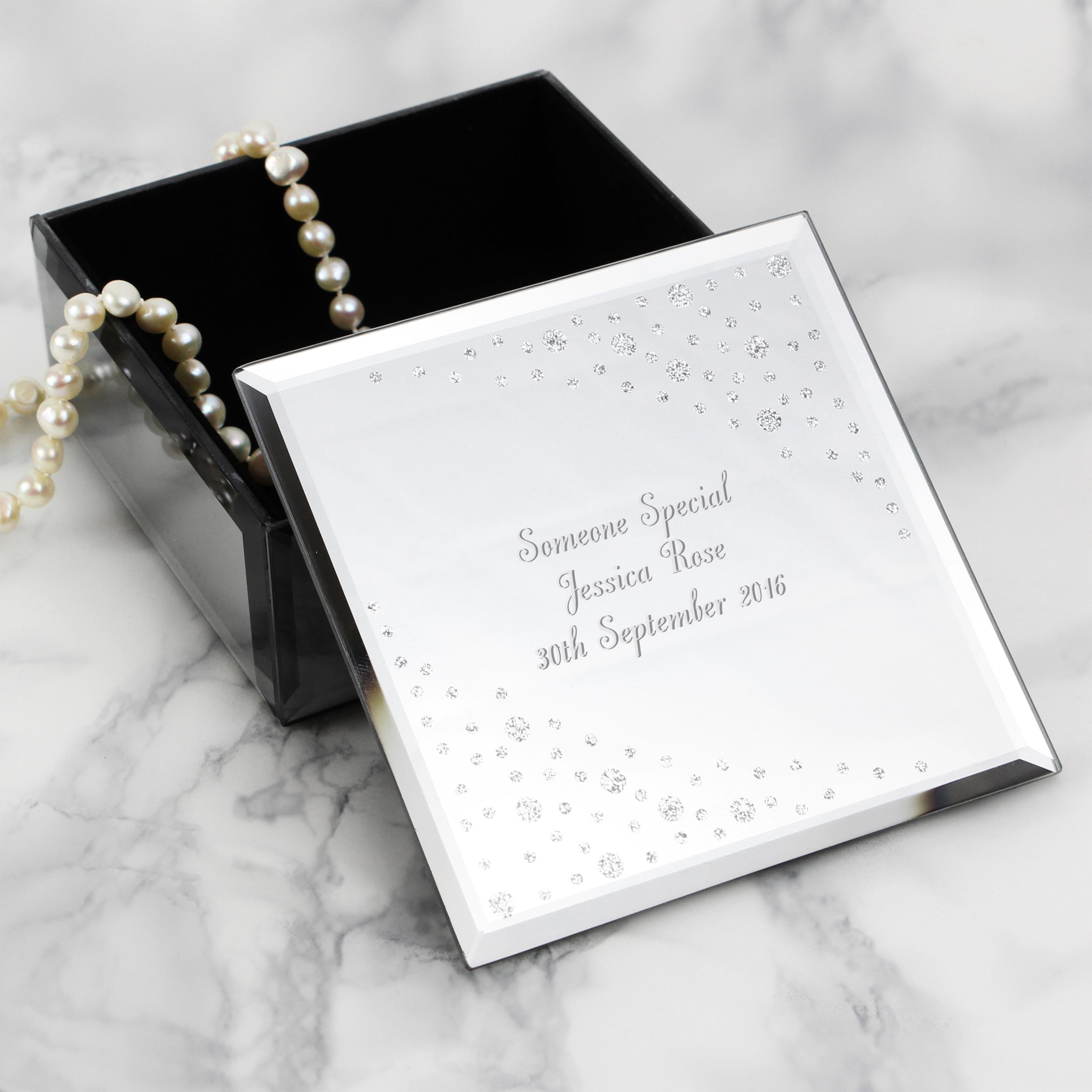 Personalised Any Message Diamante Glass Trinket Box from Heartfelt Gifts