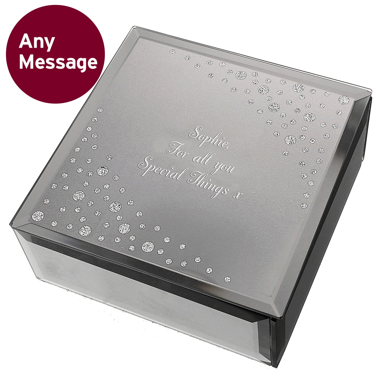 Personalised Any Message Diamante Glass Trinket Box - image 8