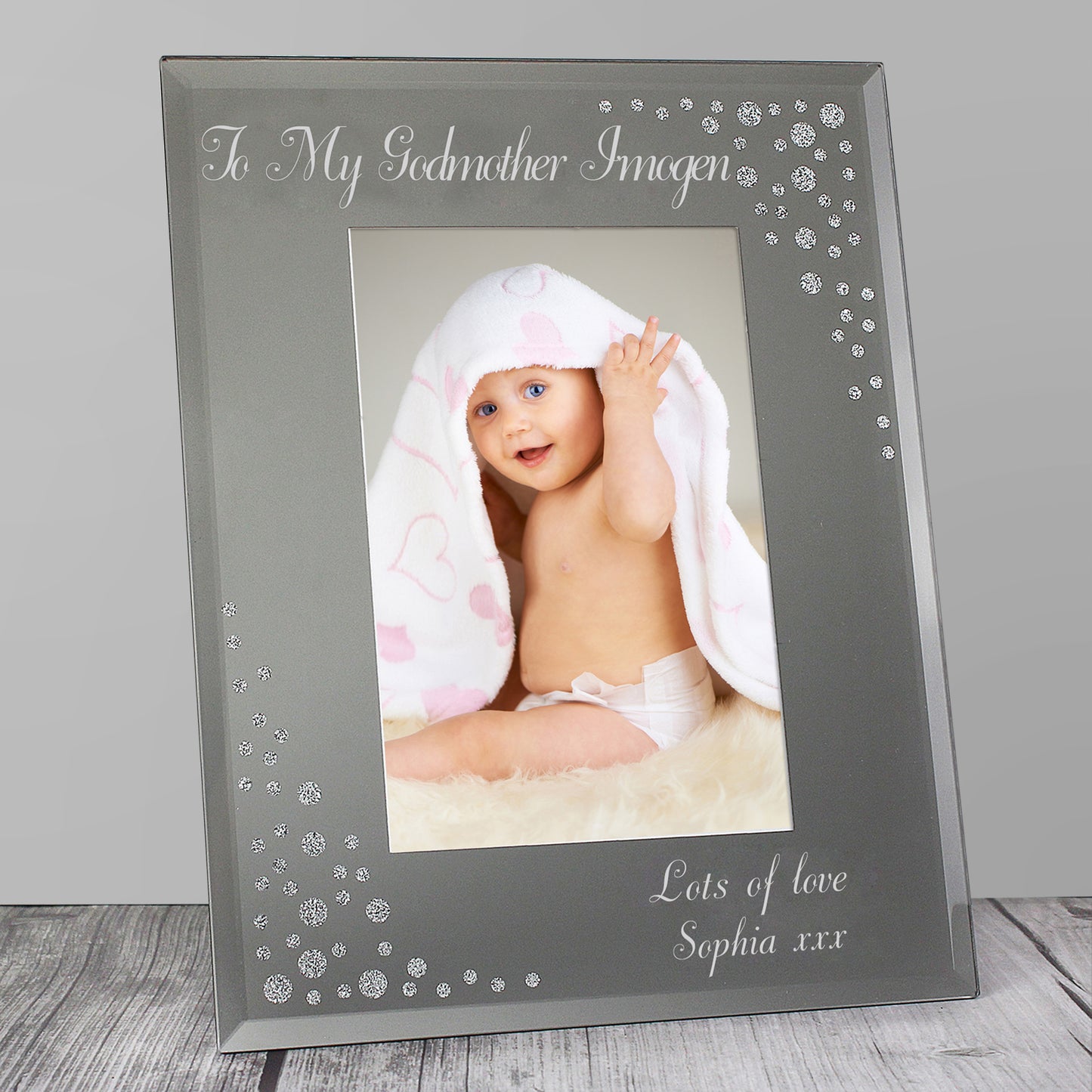Personalised Any Message 6x4 Diamante Glass Photo Frame from Heartfelt Gifts