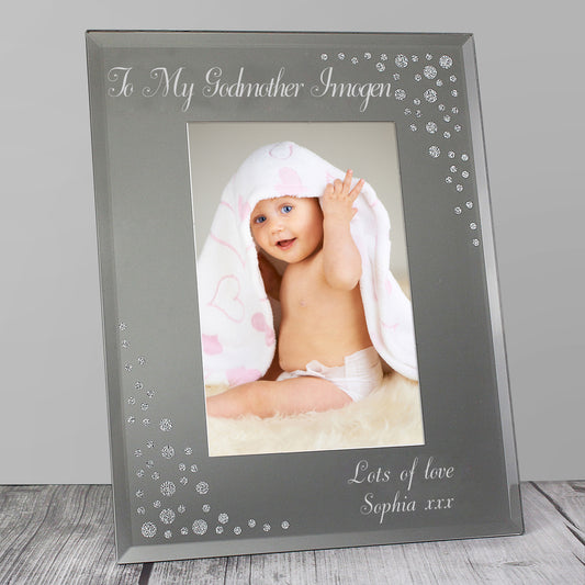 Personalised Any Message 6x4 Diamante Glass Photo Frame from Heartfelt Gifts