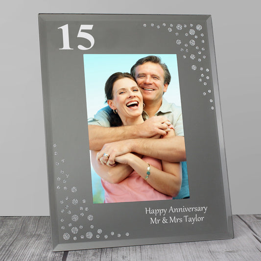 Personalised Big Age 6x4 Diamante Glass Photo Frame from Heartfelt Gifts