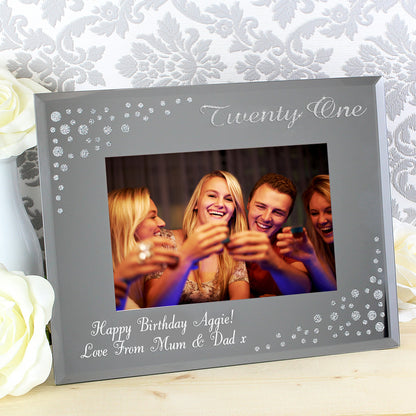 Personalised Twenty One Diamante 6x4 Glass Photo Frame from Heartfelt Gifts