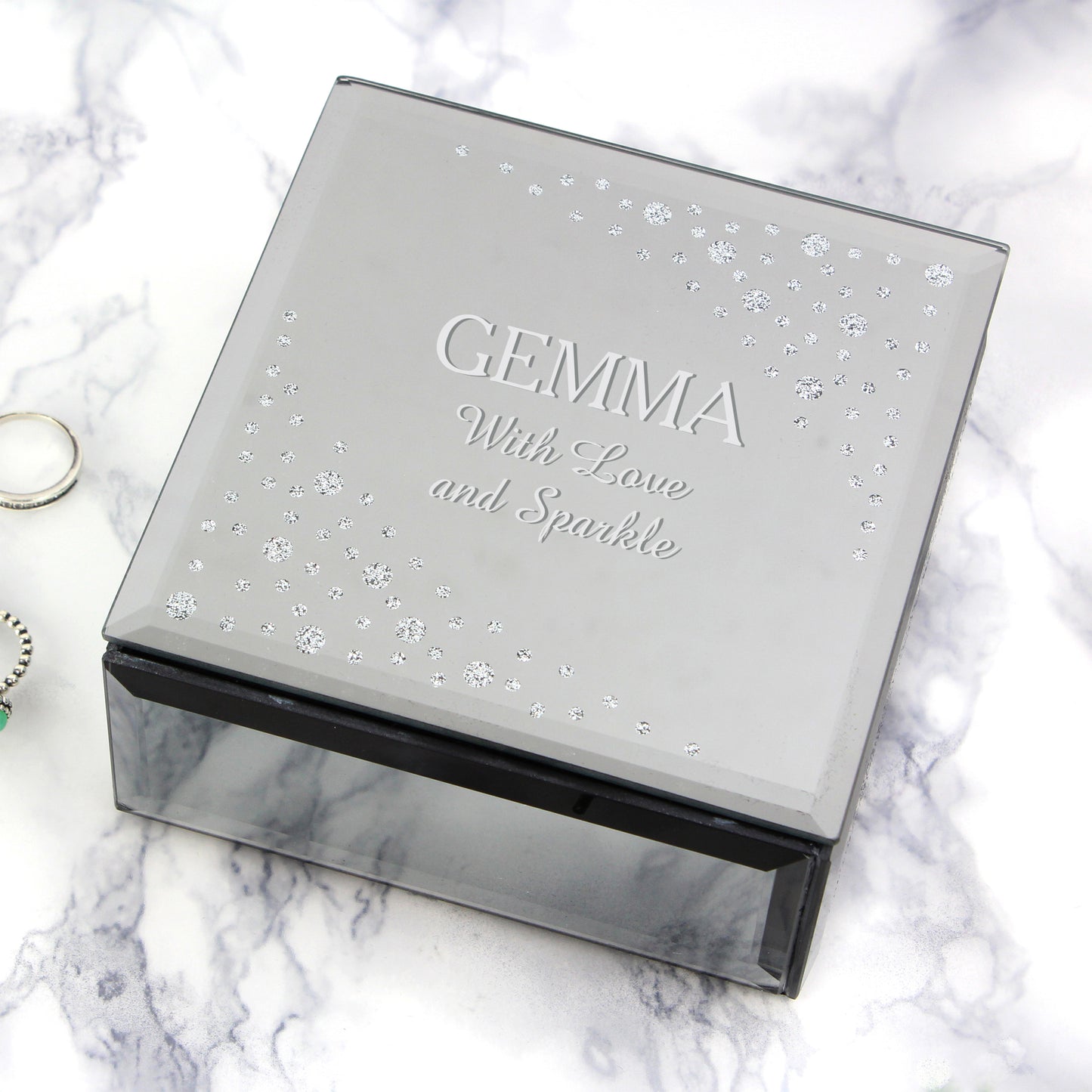 Personalised Diamante Name & Message Glass Trinket Box - image 4