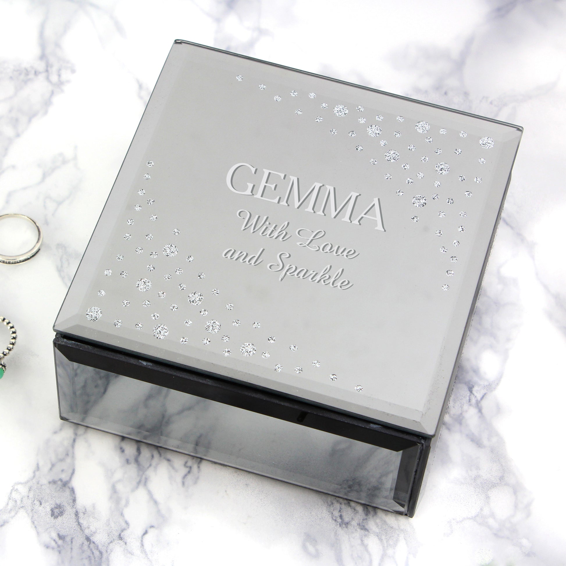 Personalised Diamante Name & Message Glass Trinket Box - image 4
