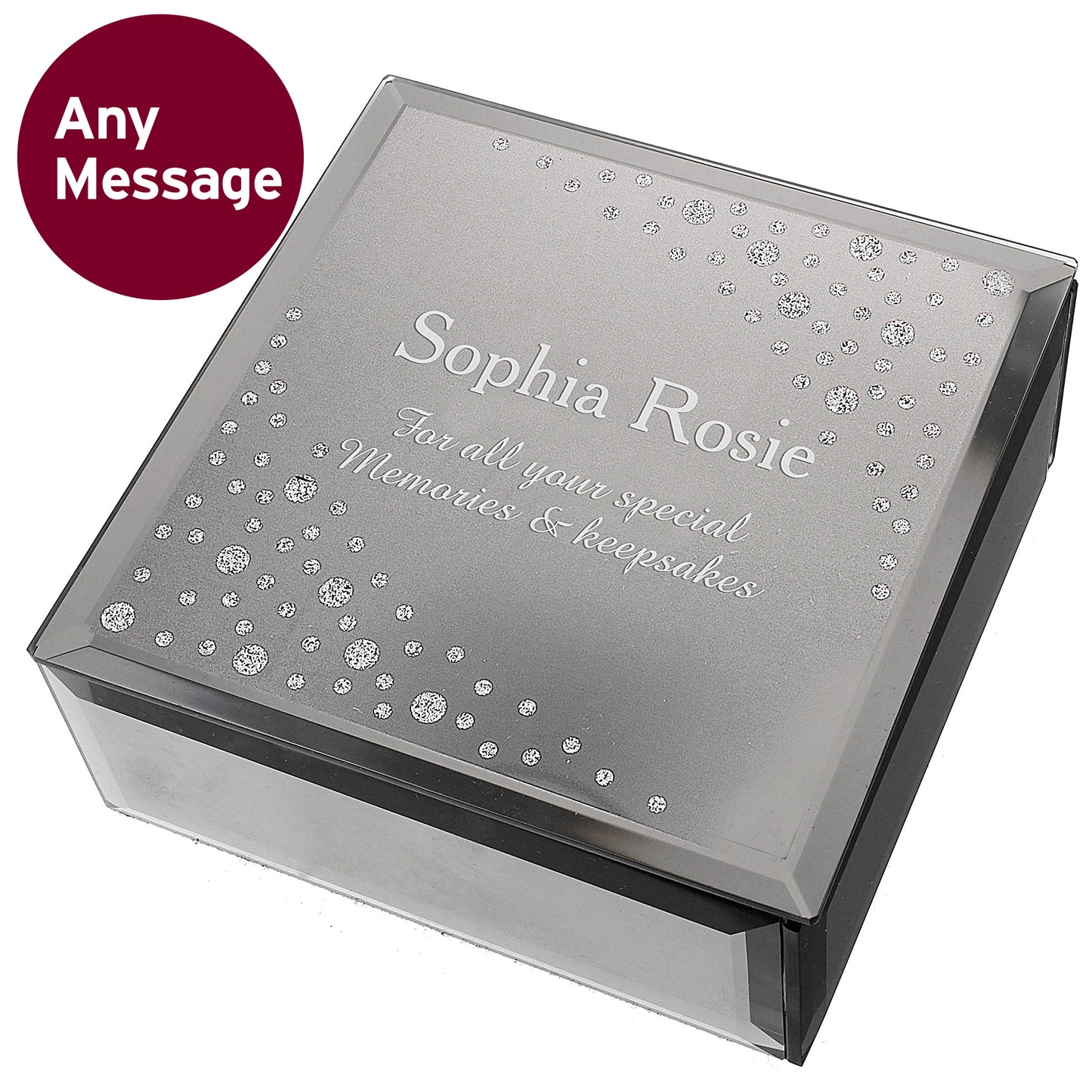 Personalised Diamante Name & Message Glass Trinket Box - image 7