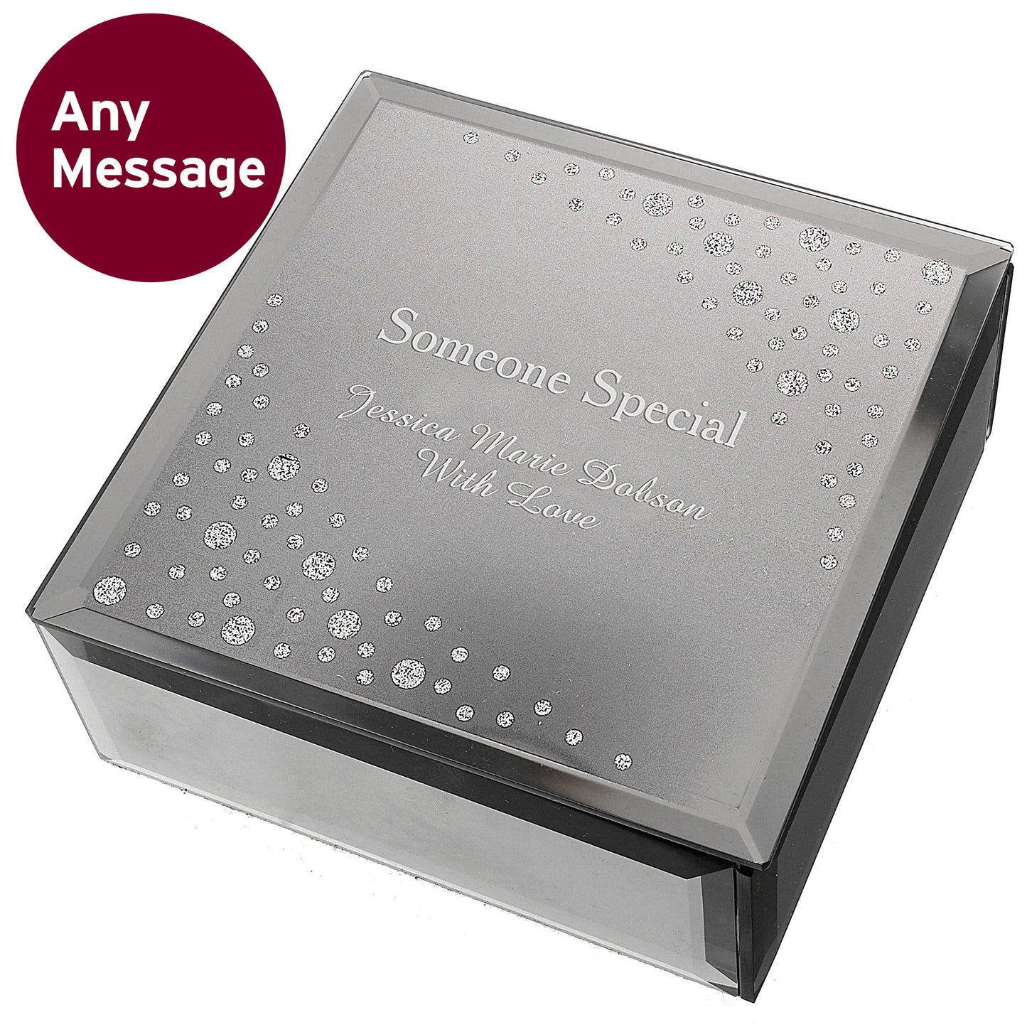 Personalised Diamante Name & Message Glass Trinket Box - image 8