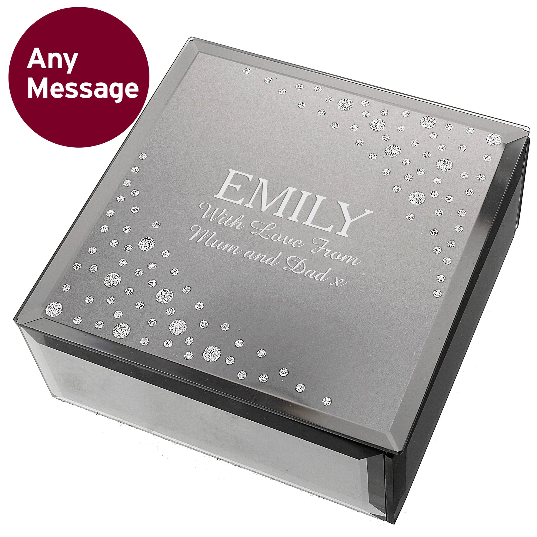 Personalised Diamante Name & Message Glass Trinket Box - image 9
