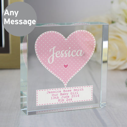 Personalised Stitch & Dot Baby Girl Crystal Token from Heartfelt Gifts