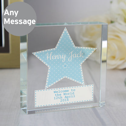 Personalised Stitch & Dot Baby Boy Crystal Token from Heartfelt Gifts