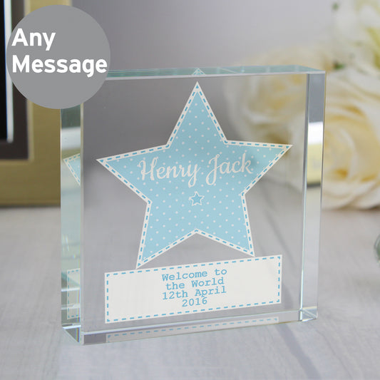 Personalised Stitch & Dot Baby Boy Crystal Token from Heartfelt Gifts