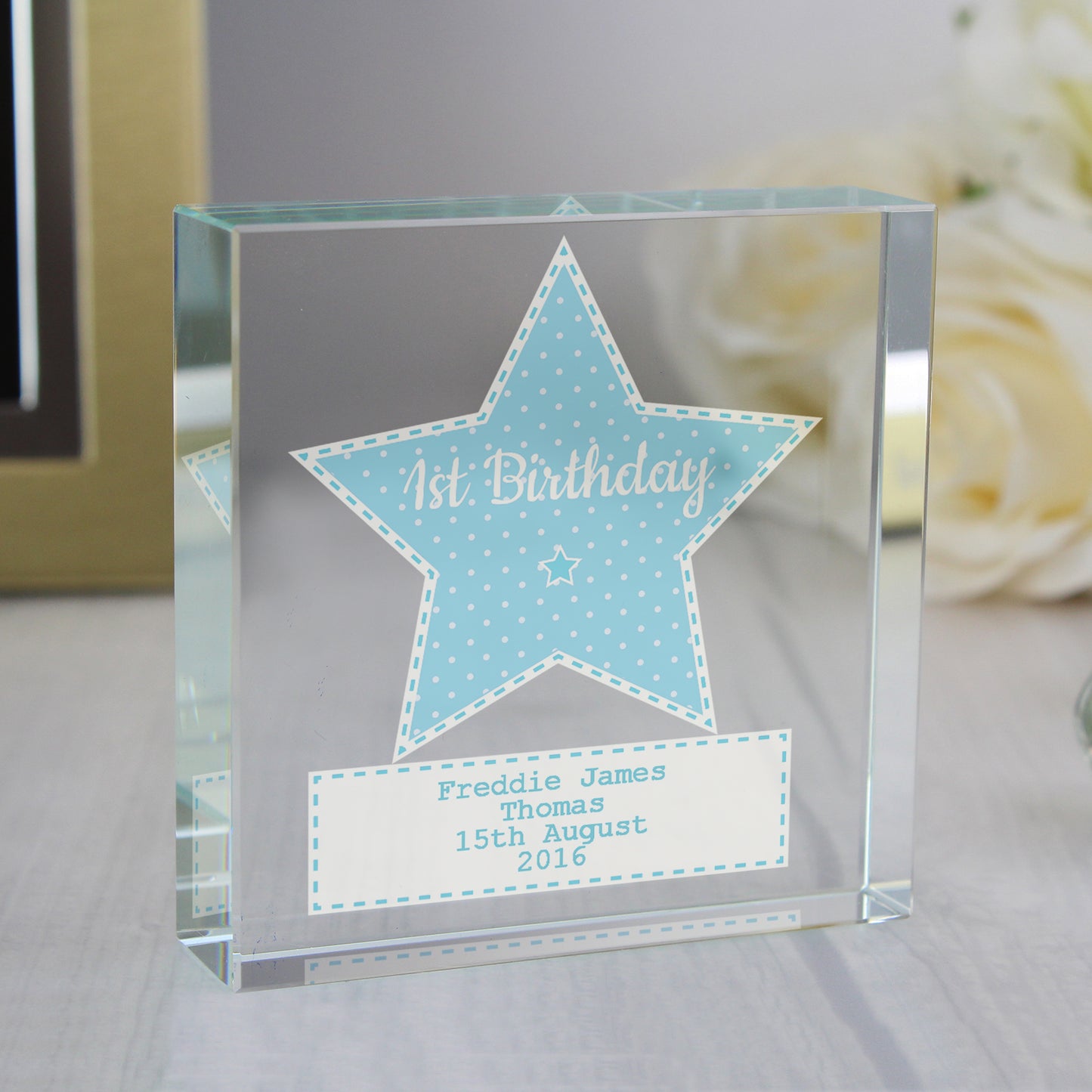 Personalised Stitch & Dot Baby Boy Crystal Token - image 6