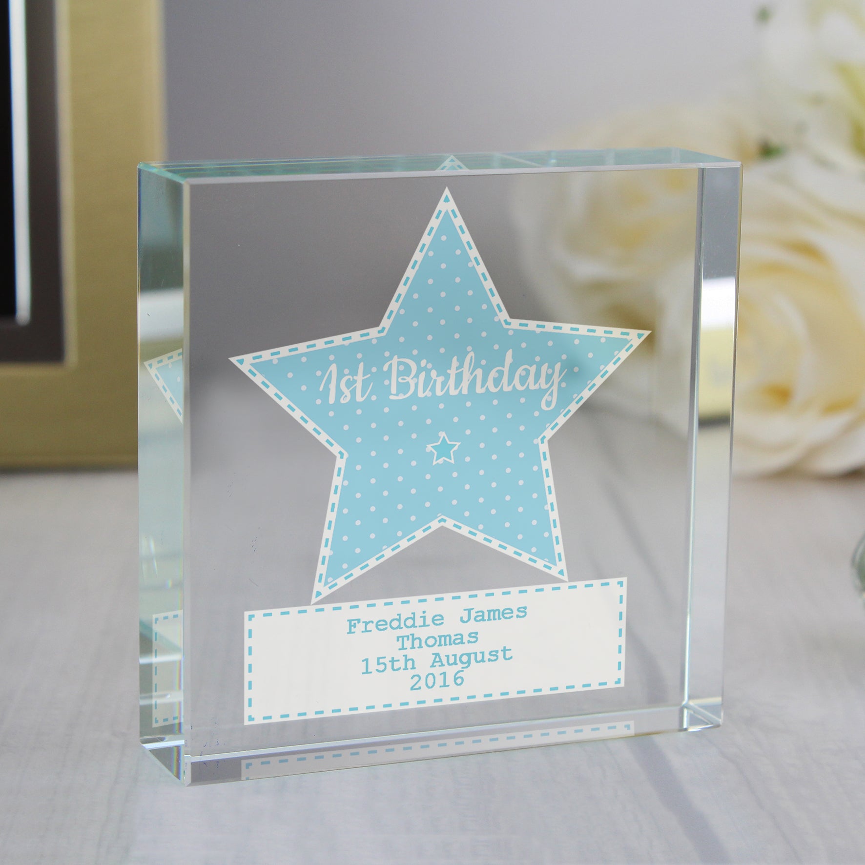 Personalised Stitch & Dot Baby Boy Crystal Token - image 6