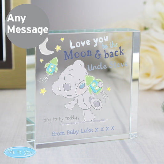 Personalised Tiny Tatty Teddy To the Moon & Back Crystal Token from Heartfelt Gifts