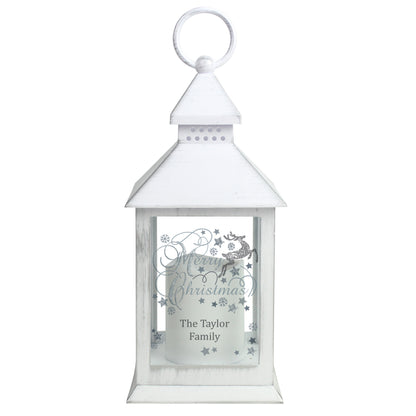 Personalised Silver Reindeer White Lantern - image 4