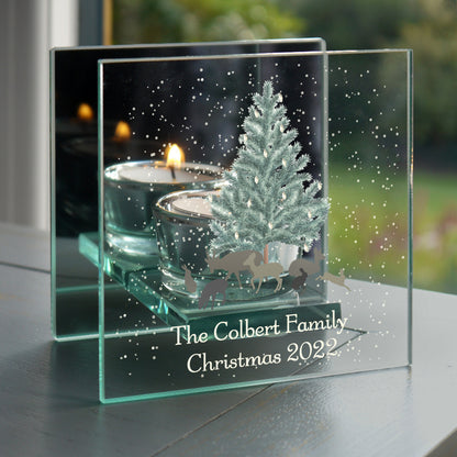Personalised A Winter's Night Mirrored Glass Tea Light Candle Holder - image 3