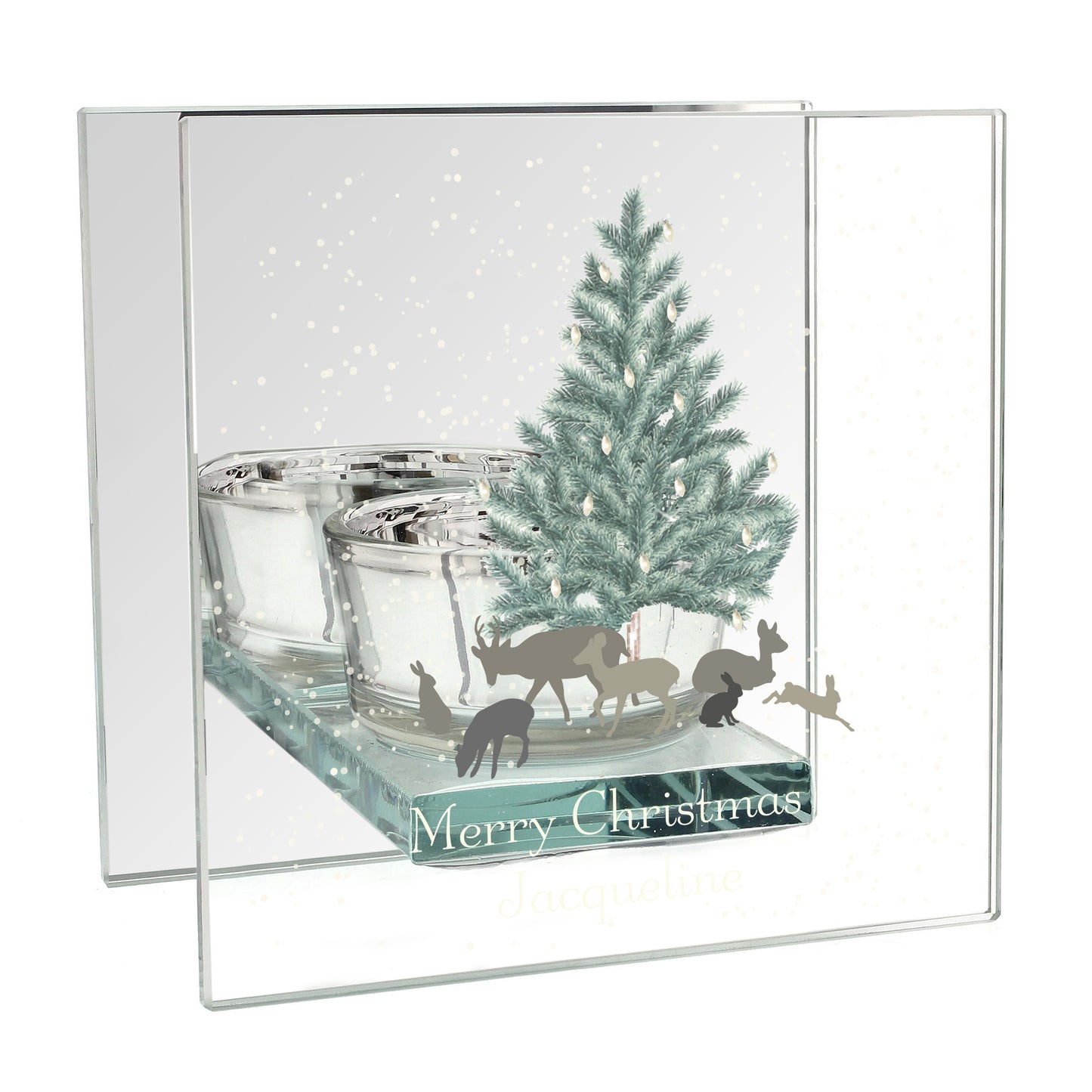 Personalised A Winter's Night Mirrored Glass Tea Light Candle Holder - image 4