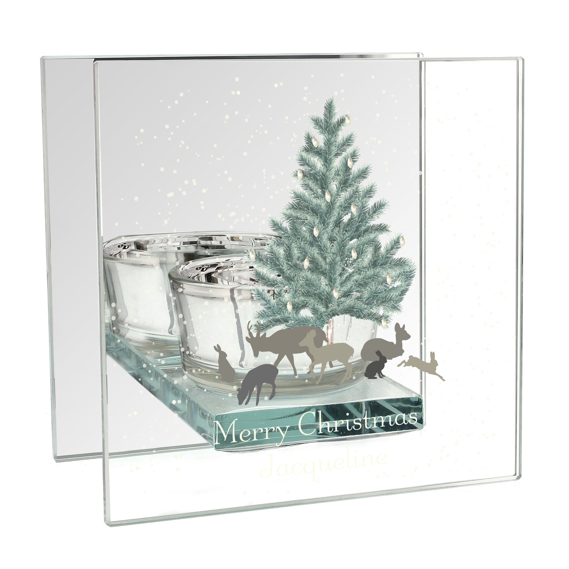 Personalised A Winter's Night Mirrored Glass Tea Light Candle Holder - image 4
