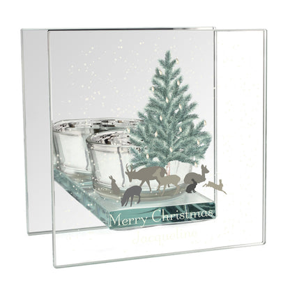 Personalised A Winter's Night Mirrored Glass Tea Light Candle Holder - image 4