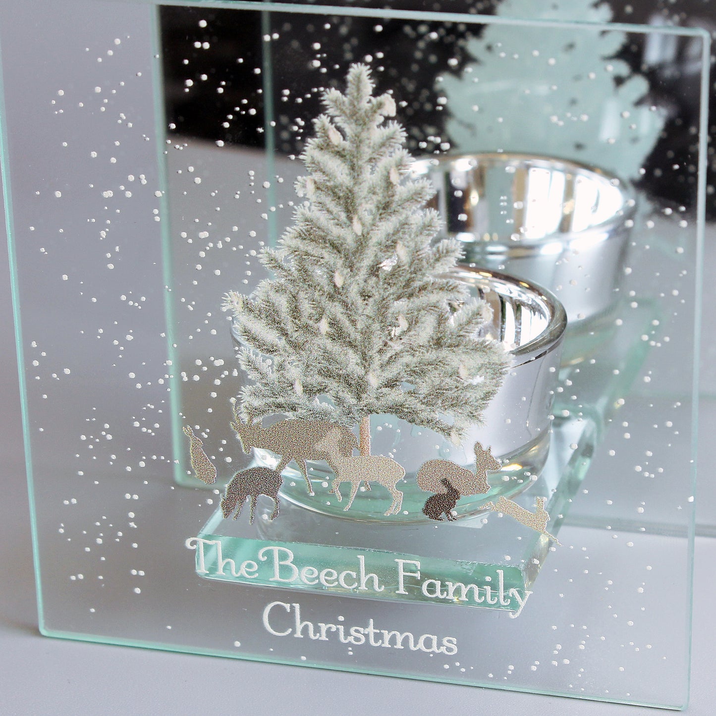 Personalised A Winter's Night Mirrored Glass Tea Light Candle Holder - image 7