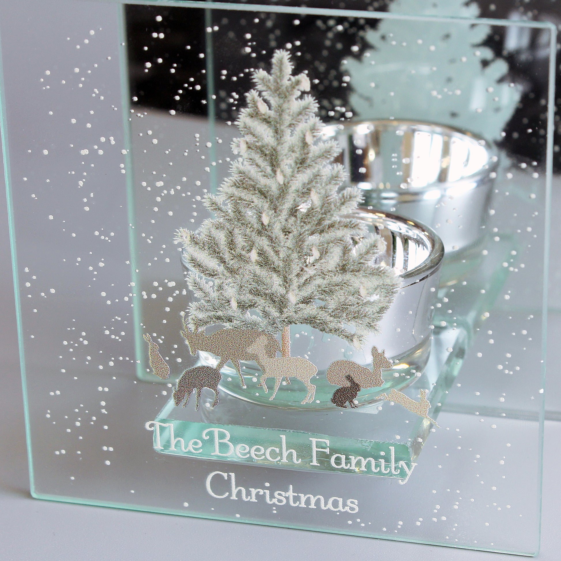 Personalised A Winter's Night Mirrored Glass Tea Light Candle Holder - image 7