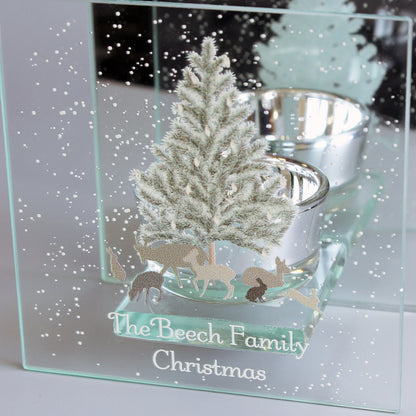 Personalised A Winter's Night Mirrored Glass Tea Light Candle Holder - image 7