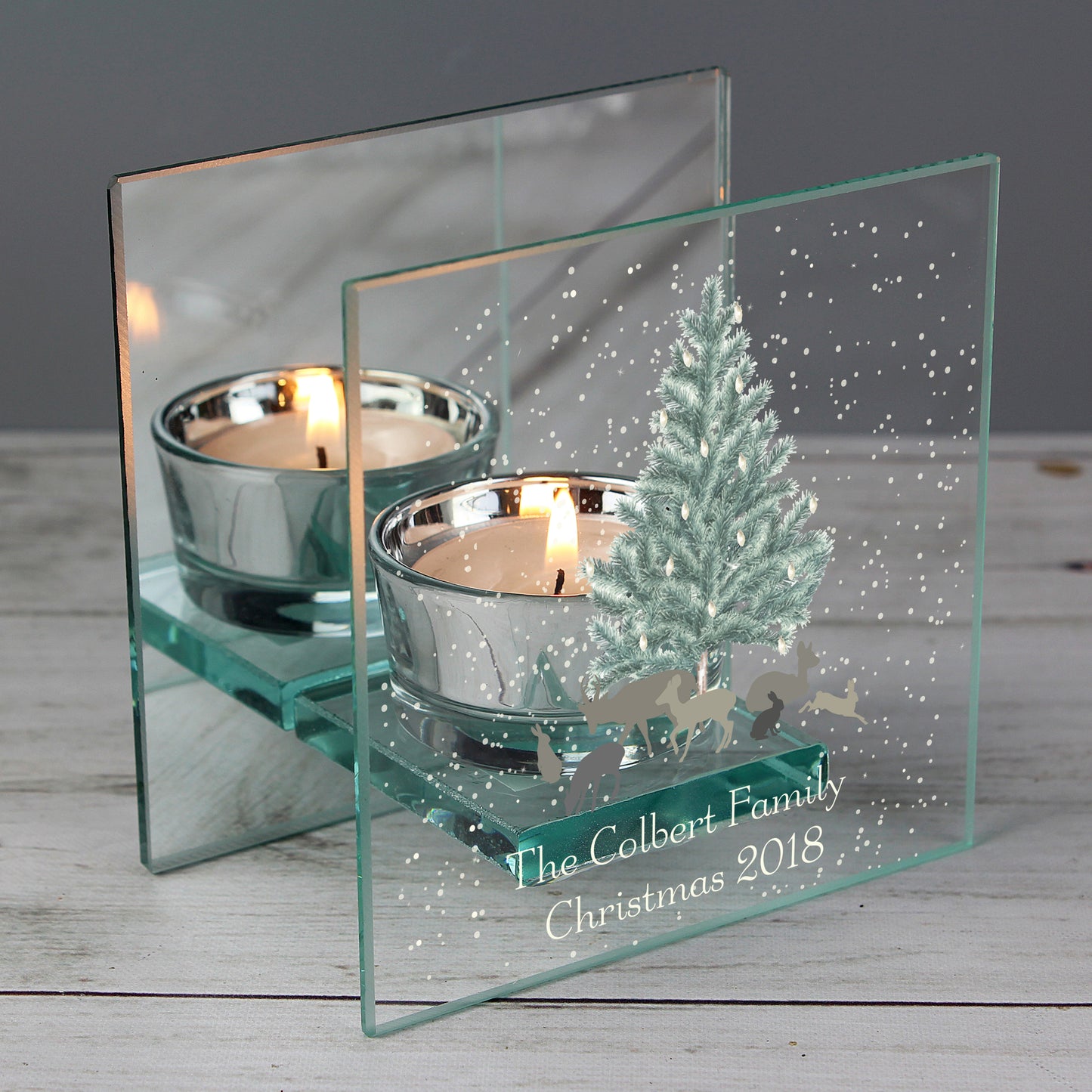 Personalised A Winter's Night Mirrored Glass Tea Light Candle Holder - image 8