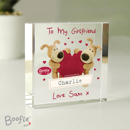 Personalised Boofle Shared Heart Crystal Token from Heartfelt Gifts