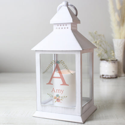 Personalised Floral Bouquet White Lantern from Heartfelt Gifts