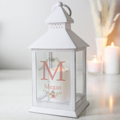 Personalised Floral Bouquet White Lantern - image 2
