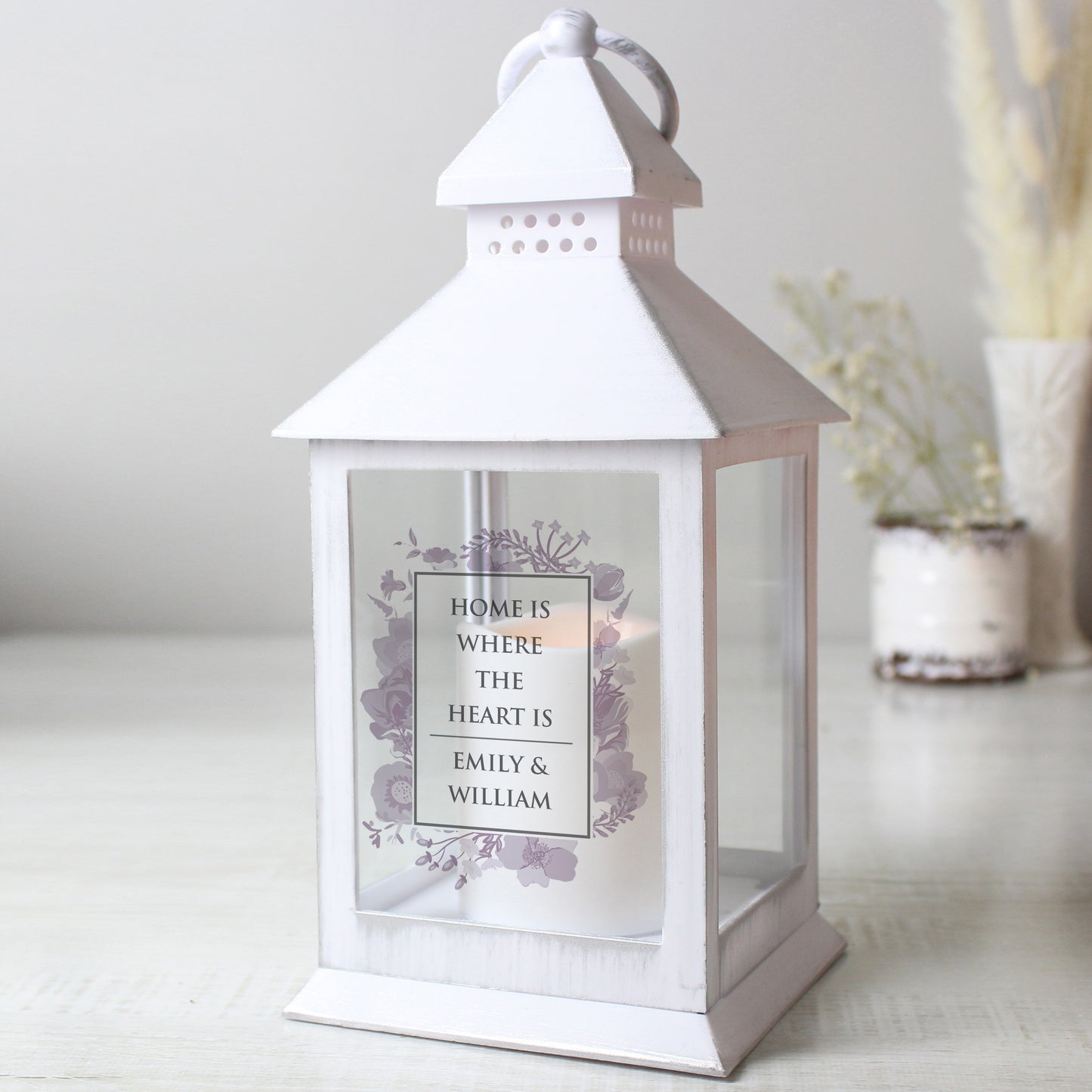 Personalised Soft Watercolour White Lantern from Heartfelt Gifts