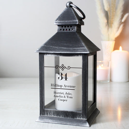Personalised Elegant Diamond Rustic Black Lantern - image 2