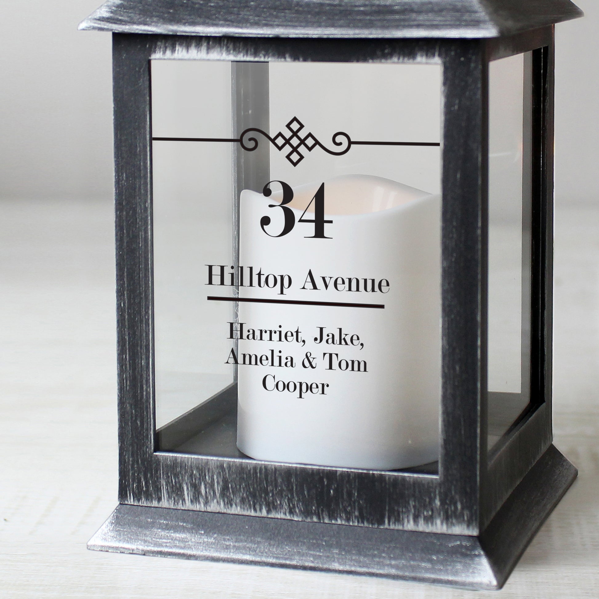 Personalised Elegant Diamond Rustic Black Lantern - image 4