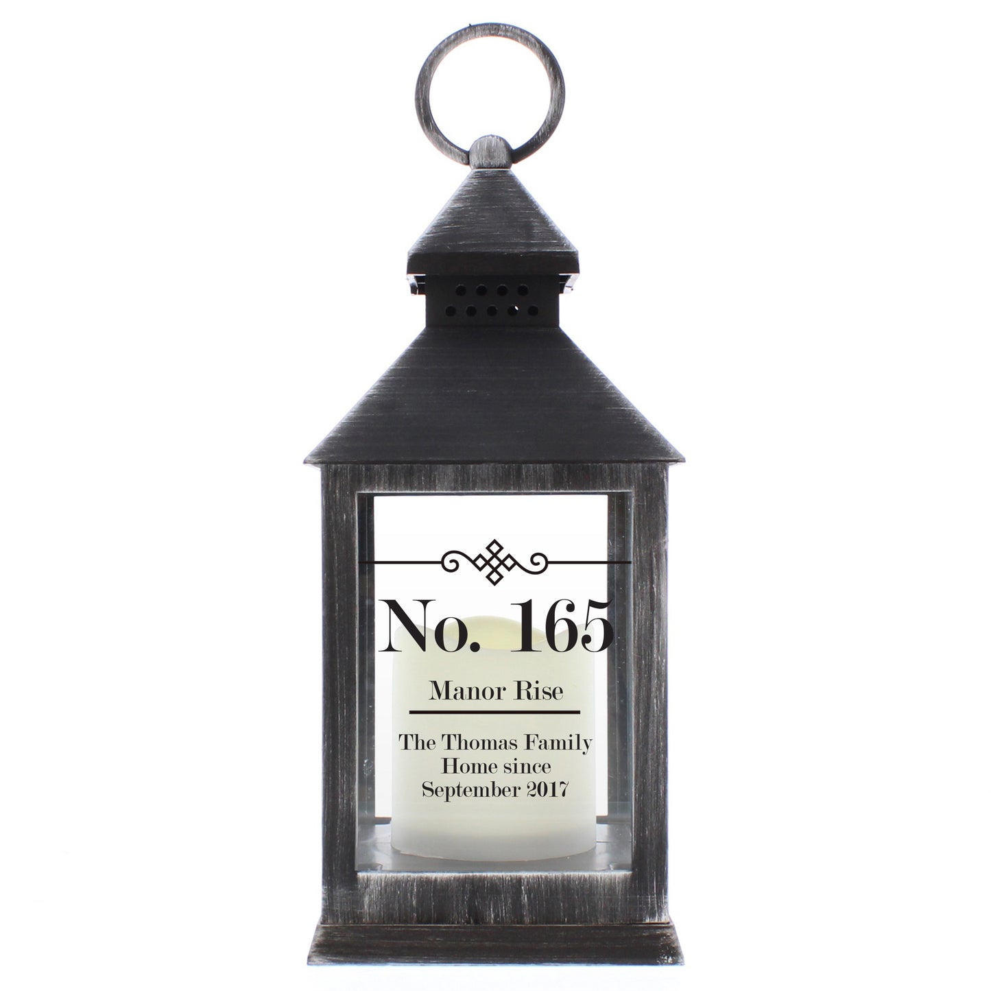 Personalised Elegant Diamond Rustic Black Lantern - image 5