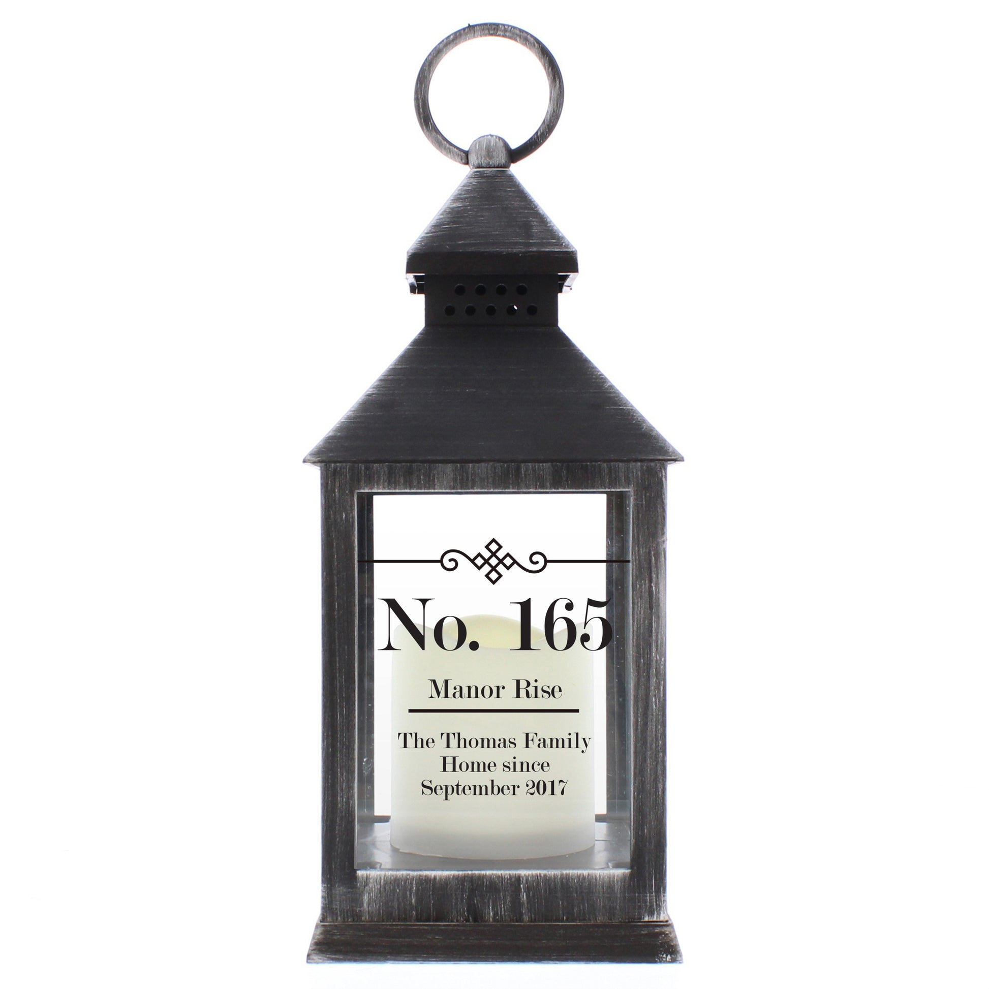 Personalised Elegant Diamond Rustic Black Lantern - image 5