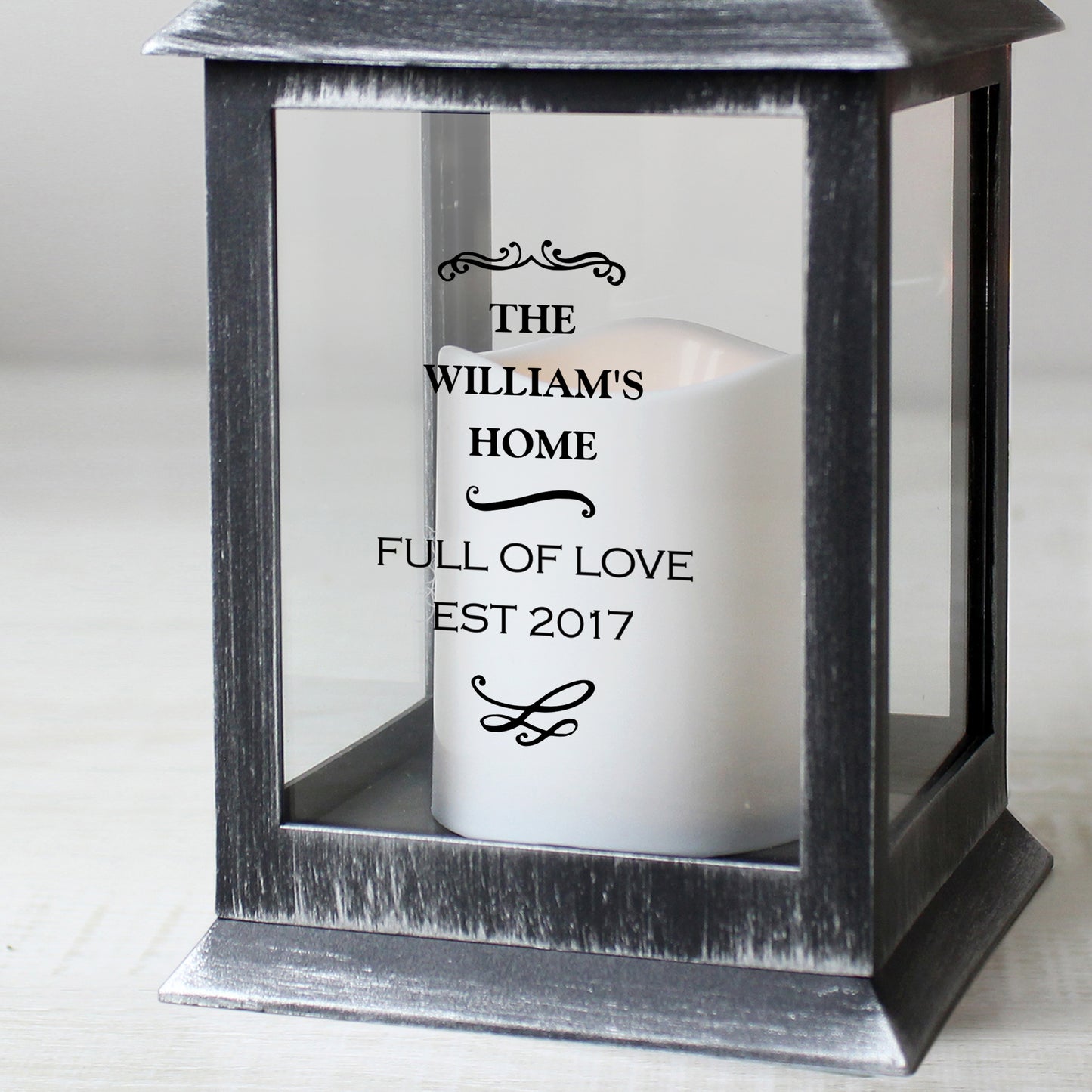 Personalised Antique Scroll Rustic Black Lantern - image 4