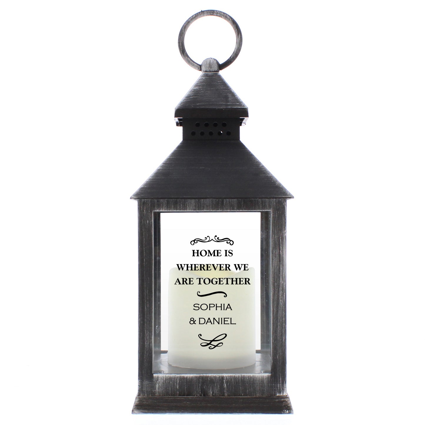 Personalised Antique Scroll Rustic Black Lantern - image 5