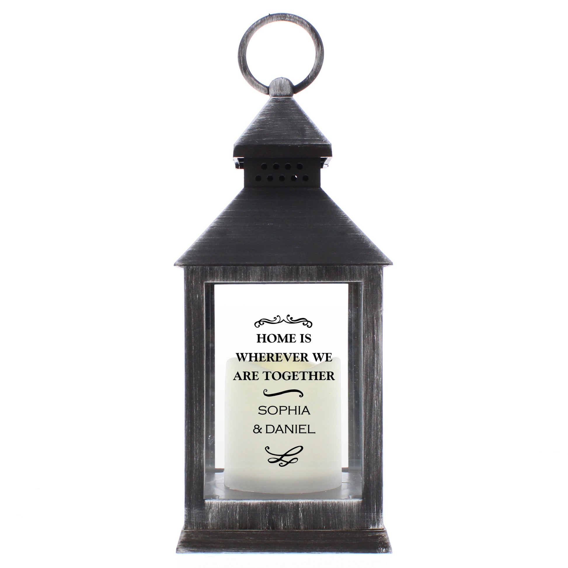 Personalised Antique Scroll Rustic Black Lantern - image 5