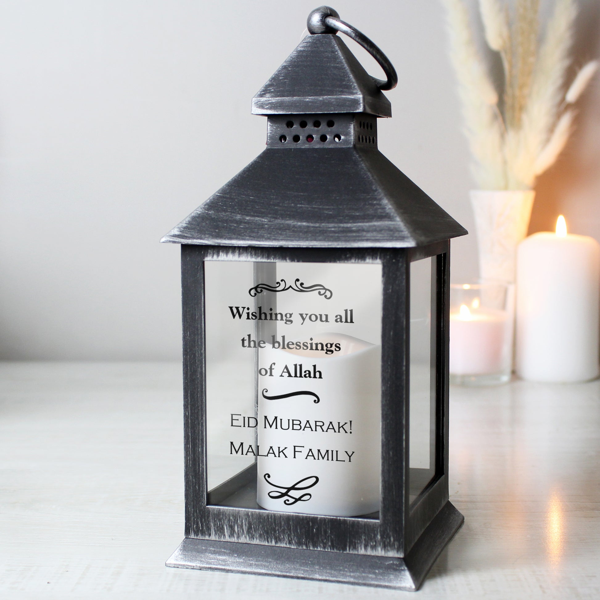 Personalised Antique Scroll Rustic Black Lantern - image 7