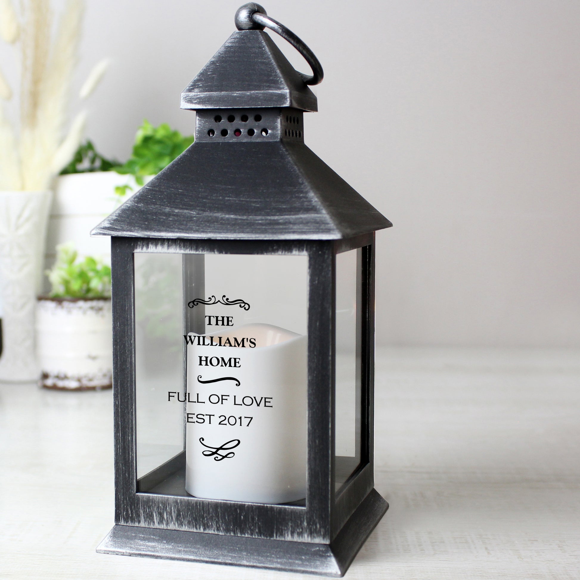 Personalised Antique Scroll Rustic Black Lantern - image 8