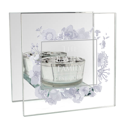 Personalised Soft Watercolour Mirrored Glass Tea Light Candle Holder - image 2
