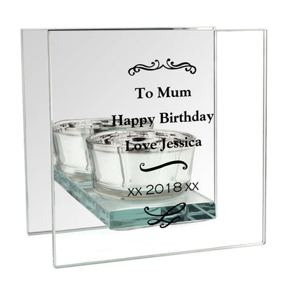 Personalised Antique Scroll Mirrored Glass Tea Light Candle Holder - image 5
