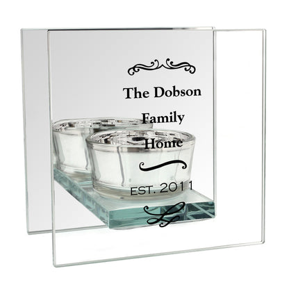 Personalised Antique Scroll Mirrored Glass Tea Light Candle Holder - image 7