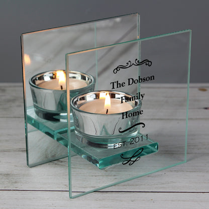 Personalised Antique Scroll Mirrored Glass Tea Light Candle Holder - image 8