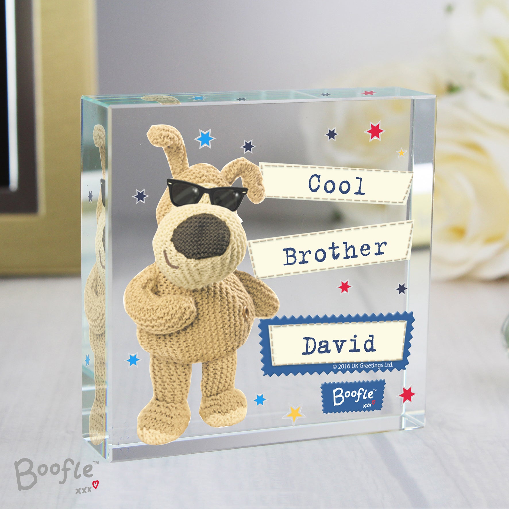 Personalised Boofle Stars Crystal Token from Heartfelt Gifts