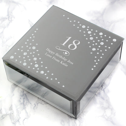 Personalised Big Age Swirls & Hearts Diamante Glass Trinket Box from Heartfelt Gifts